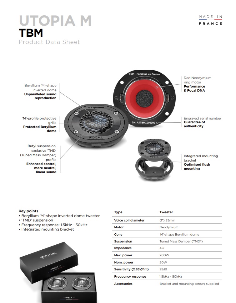 Focal TBM Elite Utopia Hochtöner Beryllium UTOPIA MSerie, 25mm 1 Paar
